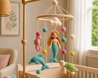 Mermaid Nursery Mobile Crochet Pattern | Ocean Amigurumi Baby Mobile PDF Tutorial | Instant Download