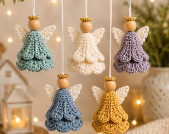 Crochet Angel Pattern PDF | Christmas Amigurumi Ornament | 5 Color DIY Tutorial