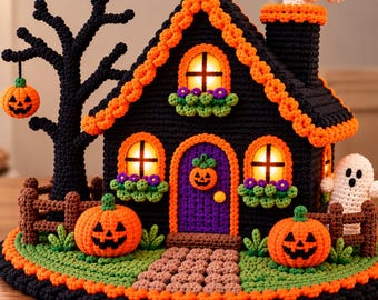 Haunted House Amigurumi Crochet Pattern | Spooky Halloween Decor (PDF)