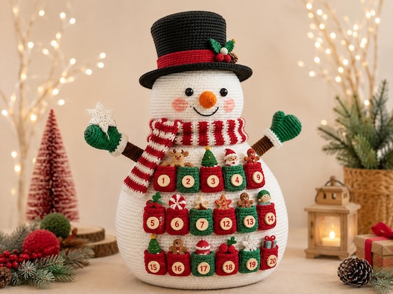 Crochet Snowman Advent Calendar Pattern PDF, Amigurumi Christmas Countdown ,  Holiday Decor, Beginner Friendly Pattern