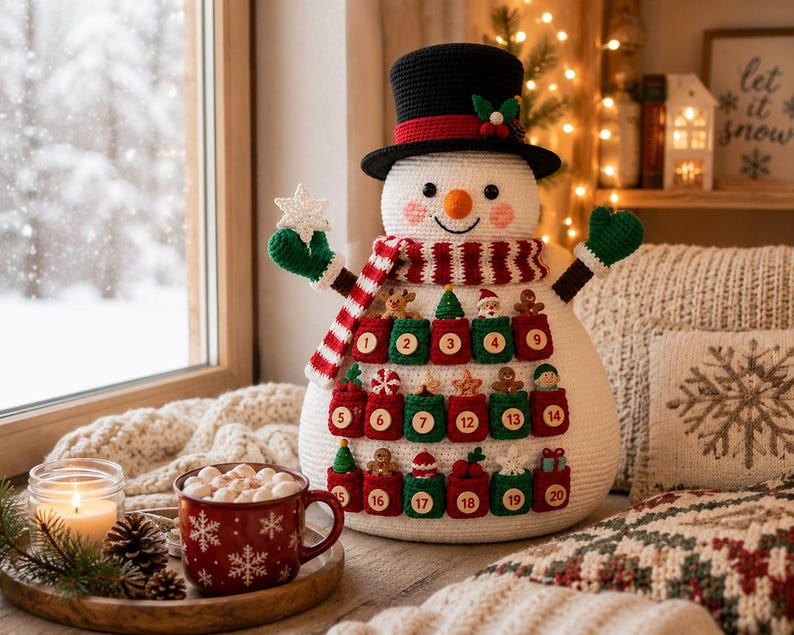 Crochet Snowman Advent Calendar Pattern PDF, Amigurumi Christmas Countdown , Holiday Decor, Beginner Friendly Pattern image 8