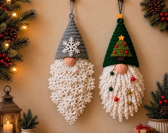 Crochet Christmas Gnome Pattern Bundle | 2 Hanging Ornaments (PDF Download)