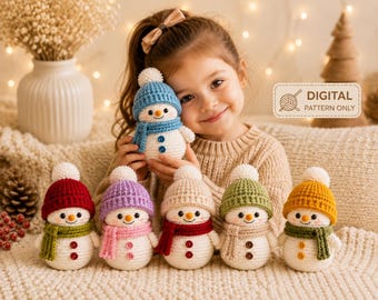 Christmas Snowman Crochet Pattern PDF Amigurumi Winter Ornament