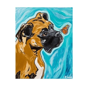 Boxer Dog Fine Art Print, &quot;Hello Friend,&quot; Butterfly Art