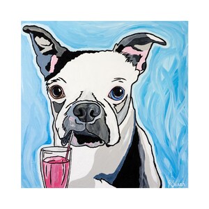 Boston Terrier Fine Art Print, &quot;Just A Sip&quot;