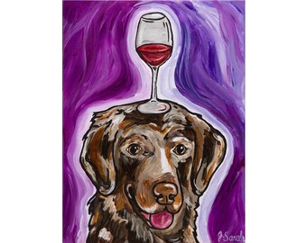 Chocolate Labrador Retriever Fine Art Print, "Wine And A Chocolate"