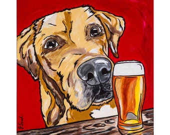 Golden Labrador Retriever Fine Art Print, "Curiosity Ale"
