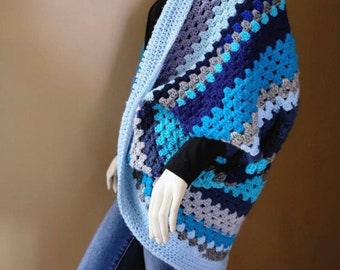 Oversized Crochet Batwing Cardigan - Nostalgic Crochet Granny Cardigan - One Size Fits All Batwing Sleeve Cozy Sweater - Boho Crochet Shawl