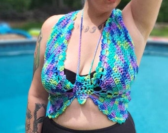 Crochet Butterfly Crop Top - Crochet Summer Top for Women - Trending Crochet Butterfly Top