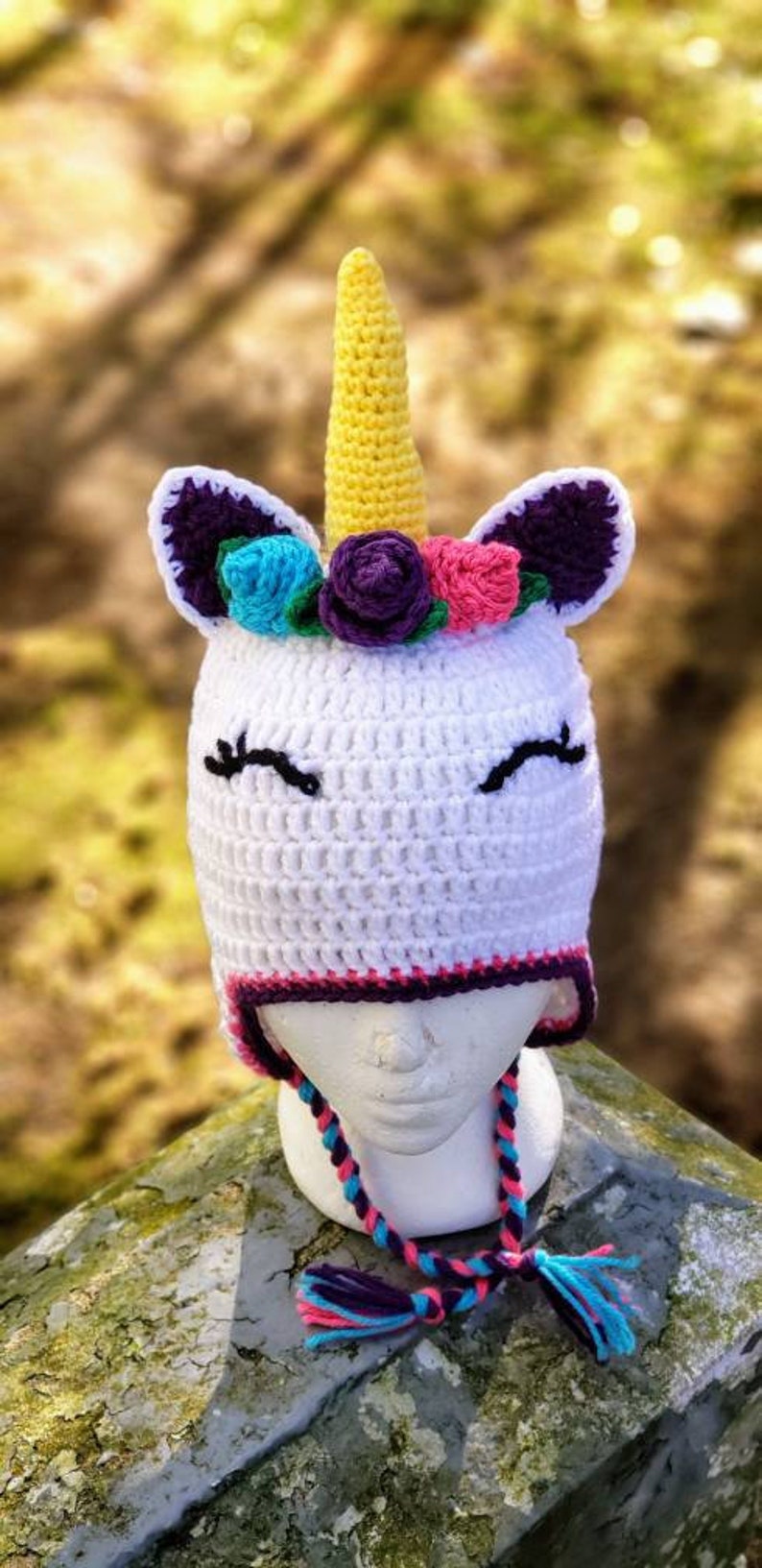 Rainbow Kids Unicorn Gifts for Girls Unicorn Hat Winter Accessories Unicorn Magic Floral Design Ear Flap Hat