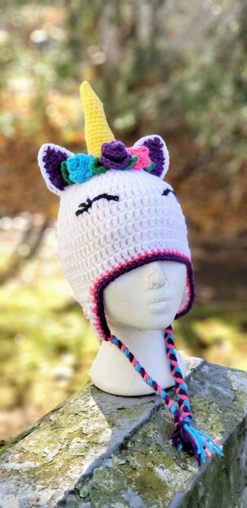 Rainbow Kids Unicorn Gifts for Girls Unicorn Hat Winter Accessories Unicorn Magic Floral Design Ear Flap Hat