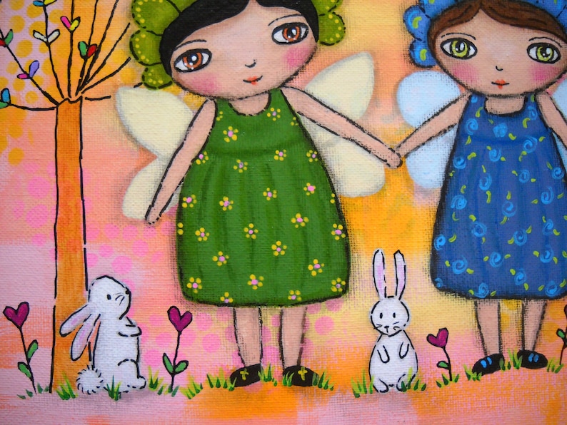 Best Friends Artpainted Canvas Acrylic Painting Mixed Media Etsy