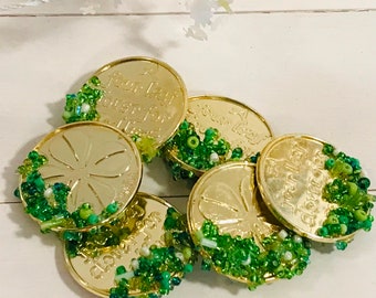 St. Patricks Day, gold coins, four leaf clover, St Pattys, Irish, St Patricks decoration, Luck of the Irish, tier tray décor, tiered tray