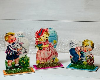 Easter retro images, Easter miniatures, Easter figurines, Easter Chicks, Easter bunnies, Easter kids, Easter children, Easter villages