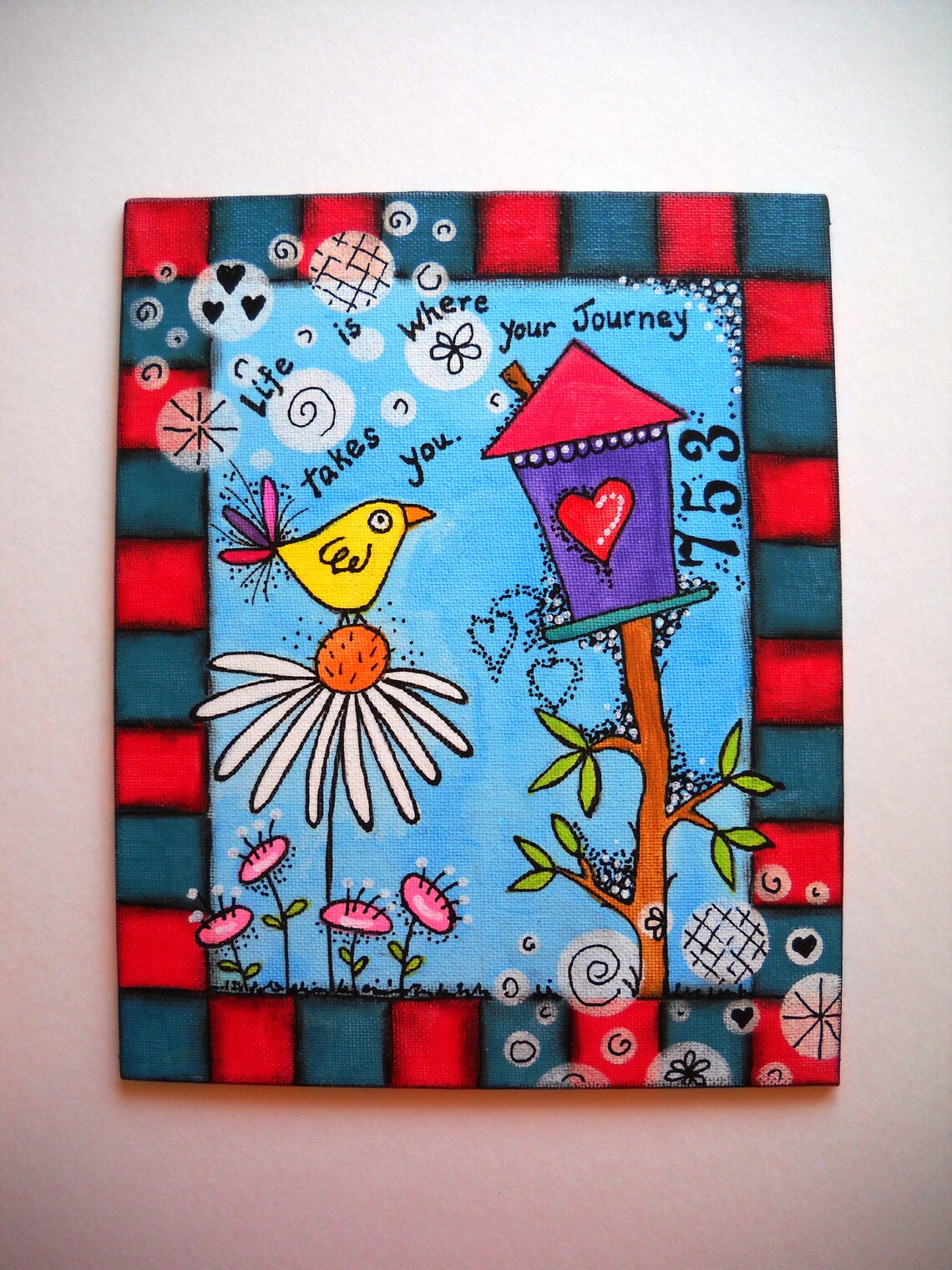 Birdhouse Art Bird Art Garden Quote Painted Canvas Acrylic Etsy
