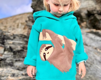 Kid's Sloth Hoodie, handmade custom kid's sloth shirt, adult sloth hoodie, sloth birthday present