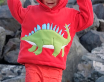 Kids dinosaur spiked hoodie gift, kentrosaurus dino spiky hoodie, Handcrafted dinosaur hoodie, grandson dino gift, backspike red hoodie