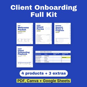 Coaching Client Onboarding Kit, Coach Template Bundle: Welcome Packet, Intake Forms, Session Notes, CRM