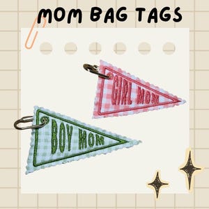 Embroidered Gingham Bag Tag | Girl Mom, Boy Mom Purse Charm