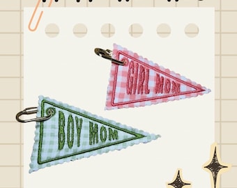 Embroidered Gingham Bag Tag | Girl Mom, Boy Mom Purse Charm
