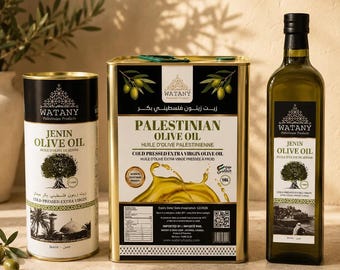 Olio extra vergine di oliva palestinese Jenin – 750 ml, 1 l e 16 l