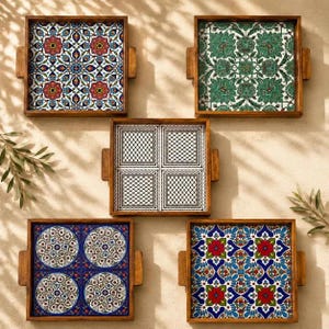 Handmade Palestinian Ceramic Serving Tray – Square Platter 12 × 12 in