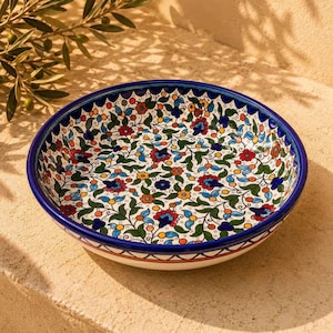 Palestinian Floral Ceramic Maqluba Bowl – Serving & Mixing Bowl