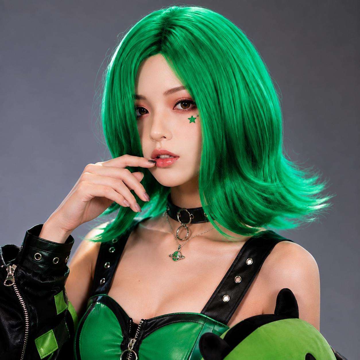green fancy dress wig Short Cosplay CI:China