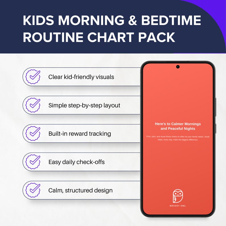 Kids Morning and Bedtime Chart • Visual Schedule for Children ...