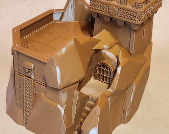 D26G06 Retro Fantasy Dwarf Watchtower designed by Doctor Spork Oldhammer style terrain FDM 3d printed
