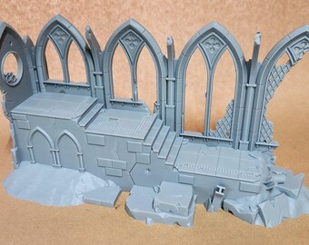 D26G01 Retro Ruined Cathedral designed by Doctor Spork Oldhammer style terrain FDM 3d printed