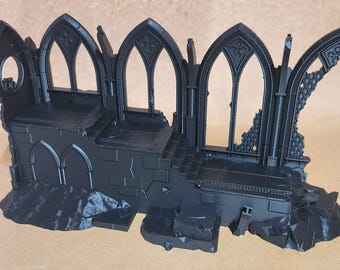 D26G22 Retro Ruined Cathedral designed by Doctor Spork Oldhammer style terrain FDM 3d printed