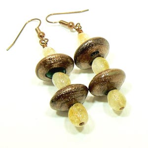 Venetian Glass Disks with Natural Citrine Earrings