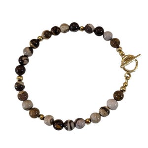 Cappuccino Jasper with Gold Plated Bead Bracelet