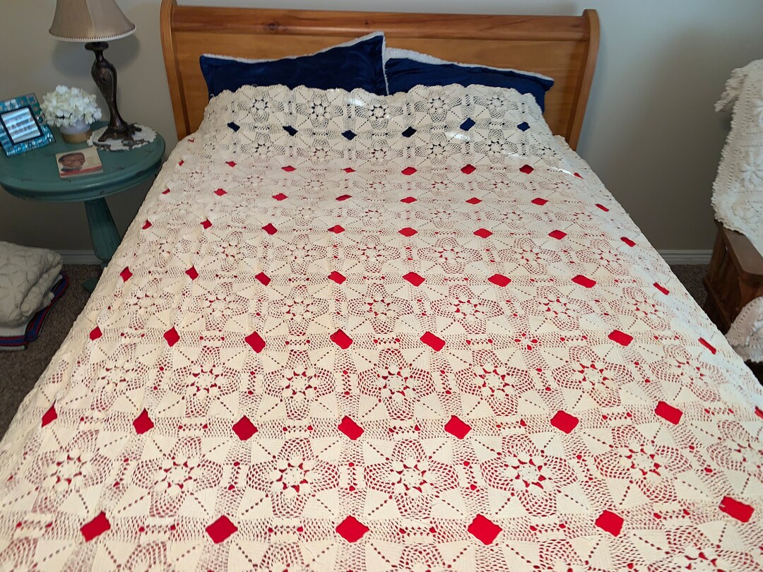 Vintage Crochet Bed Cover 80 X 80 New Condition Etsy