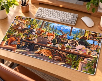 Wildlife Office Takeover Desk Mat - 24x14 Inch Stitched Edge Extended Mouse Pad