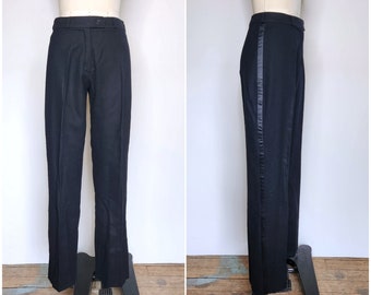 Vintage Black Wool Pants Christian Aujard - High Waisted Pants - Ankle Pants Wool Pants - Winter Pants Designer Paris New York XS