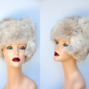 Vintage FOX Fur Hat 50s 60s Mid Century Fox Fur Hat Arctic Silver Fox Fur Hat Chunky Fox Fur Hat Fluffy Fur Hat Soft Fur Hat image 1