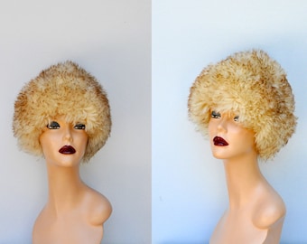 60s FUR Hat - Curly Lamb Hat - Sheepskin Hat - Lambskin Hat - Fluffy Italian Wool Chunky Huge Hat made in Italy