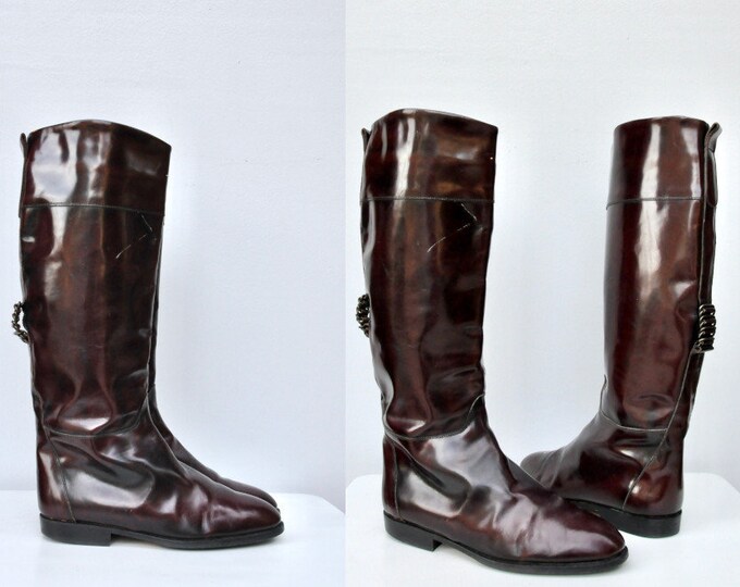 Vintage Italian Riding Boots Equestrian Boots Knee High Etsy