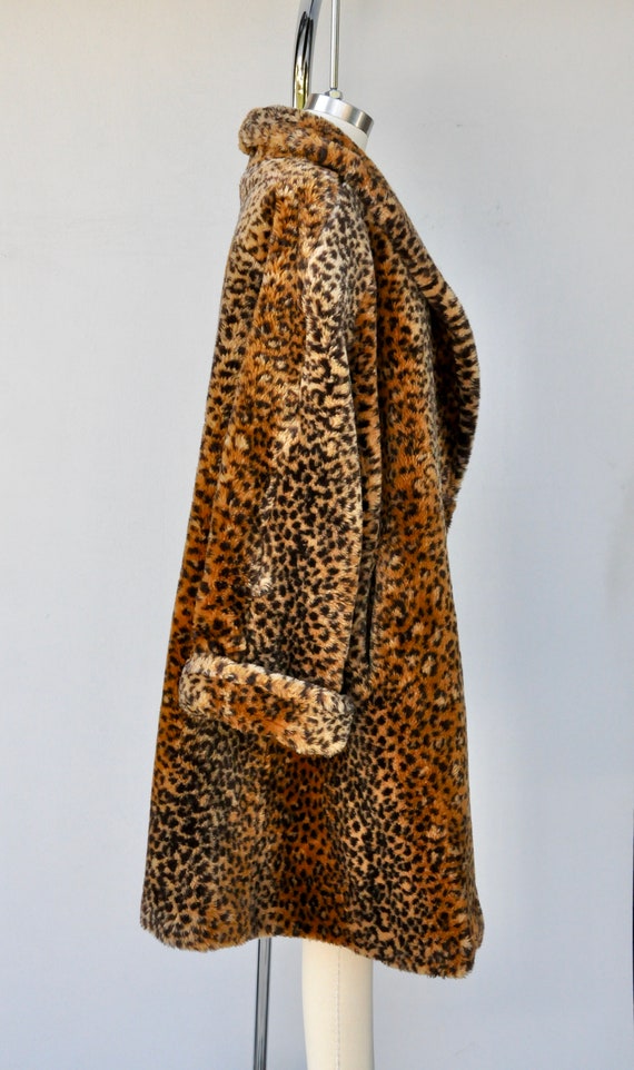 Faux Fur Leopard Coat - Vegan Leopard Print Coat … - image 5