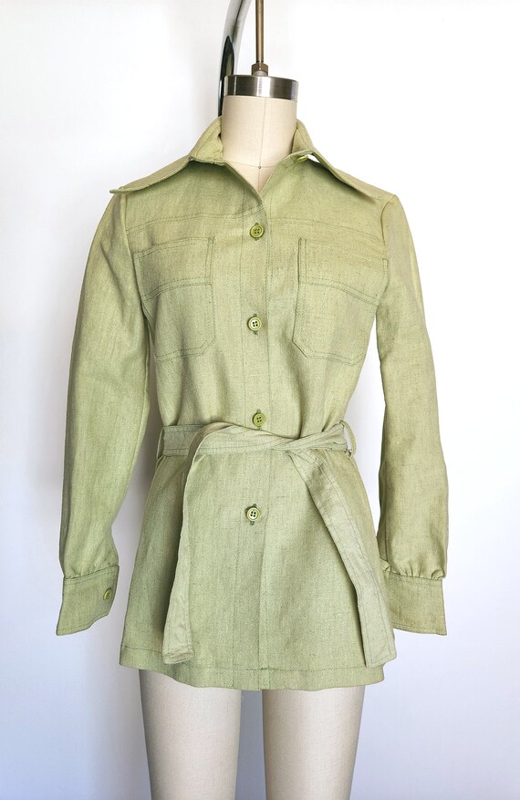 Vintage Linen Jacket Short Duster Coat French Lin… Gem