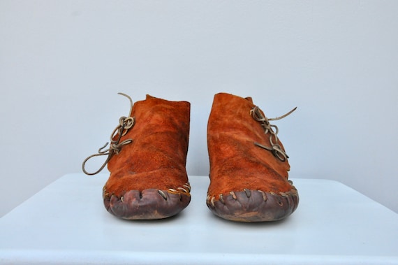 Moccasins Leather Boots Lace Up Ankle Boots Brown Han Gem