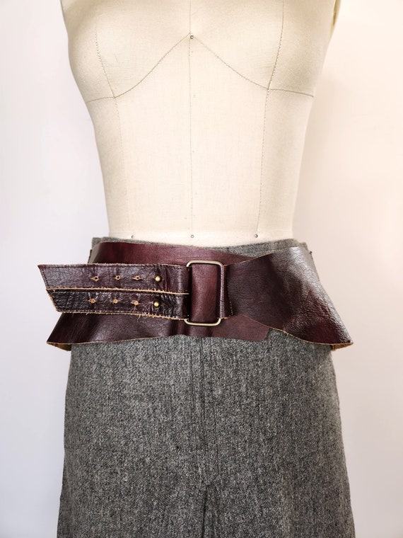 Vintage Wide Leather Belt - Supple Leather Belt -… - image 3