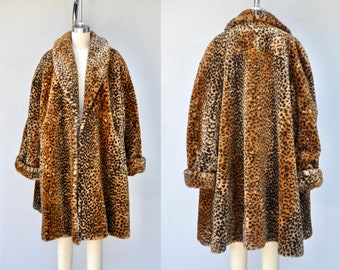 Faux Fur Leopard Coat - Vegan Leopard Print Coat - Animal Print Coat - Leopard Overcoat - Chunky Coat - Vegan Fur Coat - Big Warm L-XL-XXL