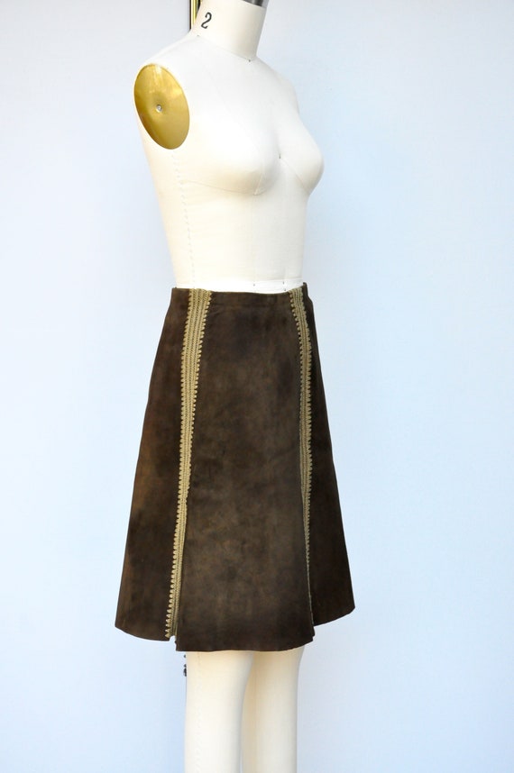 Vintage High Waisted Leather Skirt and Crochet Pa… - image 4