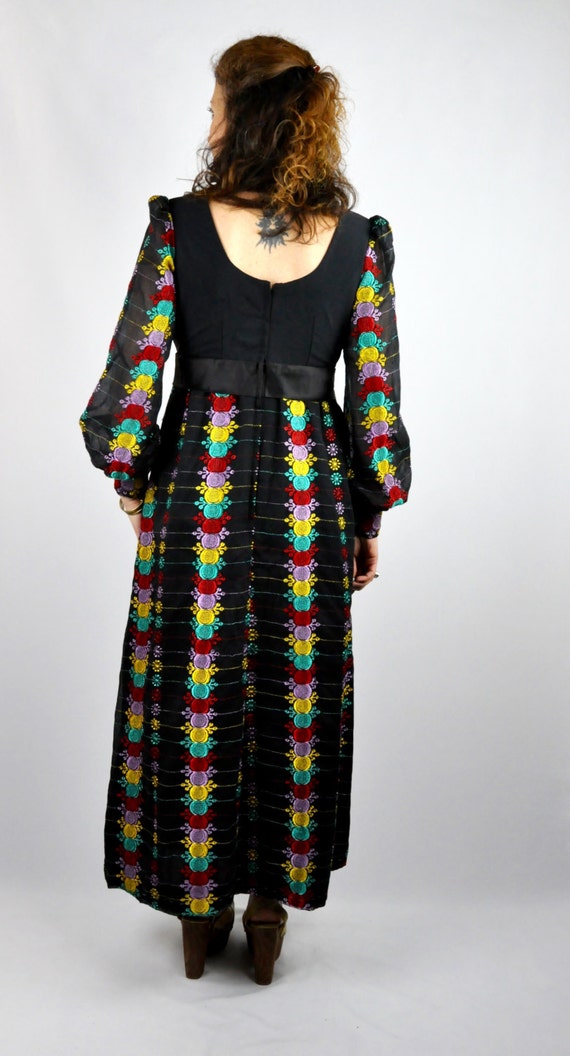 70s Maxi Dress EMBROIDERED Dress Mexican Dress PO… - image 5