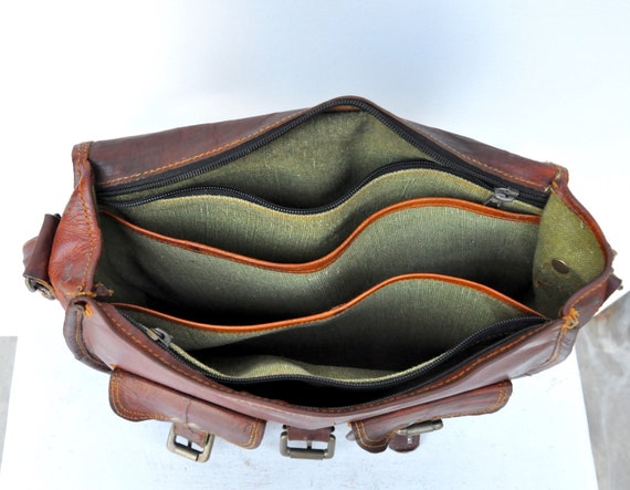 Vintage Leather Bag - Shoulder Bag - POCKETS Bag … - image 2