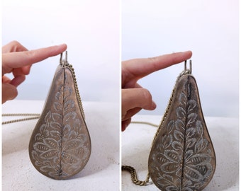 Antique 1900s Metal Hard Shell Bag Purse BIRDS Clasp