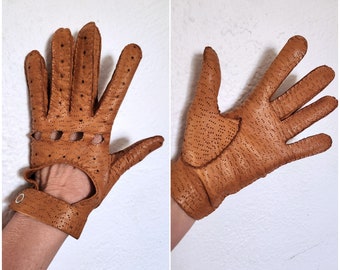 Vintage Brown Leather Gloves - Saks Fifth Avenue - Biker Gloves - Motorcycle Gloves - Boho size 7 XS